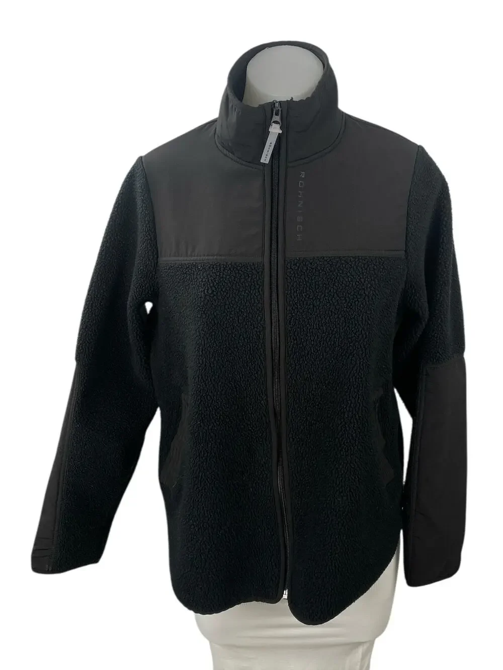 Rohnisch Phoebe Pile Women's Black Fleece Windproof Full Zip Coat Jacket Size S